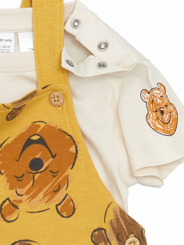 LCW Baby Yellow Winnie the Pooh Printed Boys T-Shirt and Dungaree Set