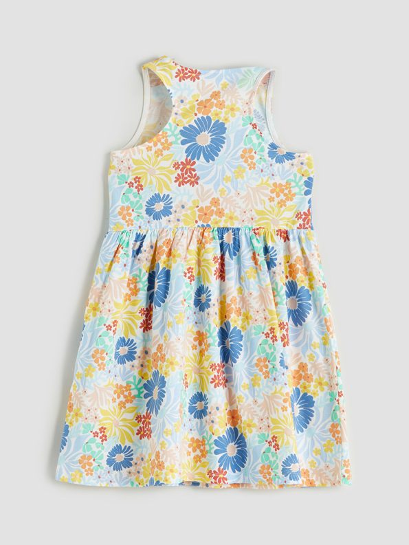 LCW Kids Cream Floral Print Sleeveless Dress