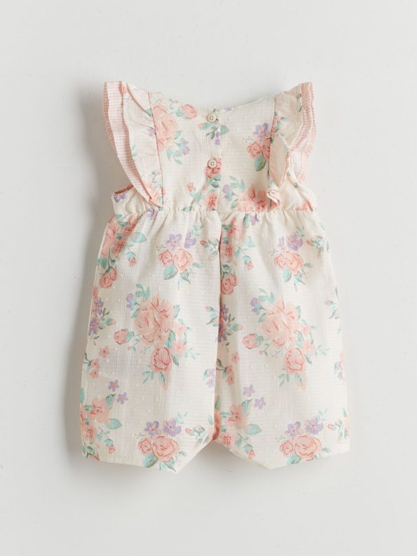 LCW Baby Beige Square Neck Floral Romper