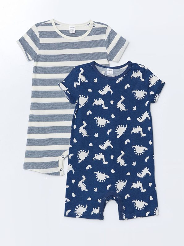 LCW Baby Navy Blue Short Sleeve Bodysuit Set for Boys