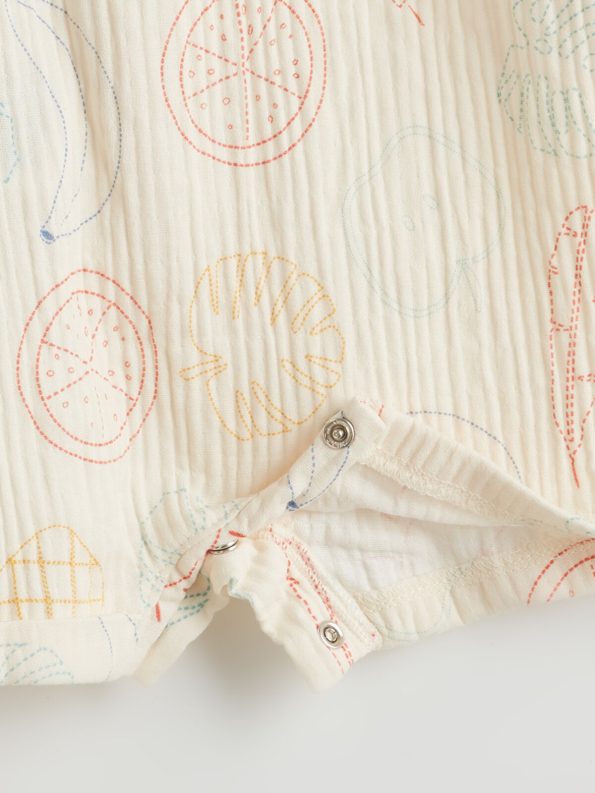 LCW Baby Beige Short Sleeve Muslin Romper for Boys