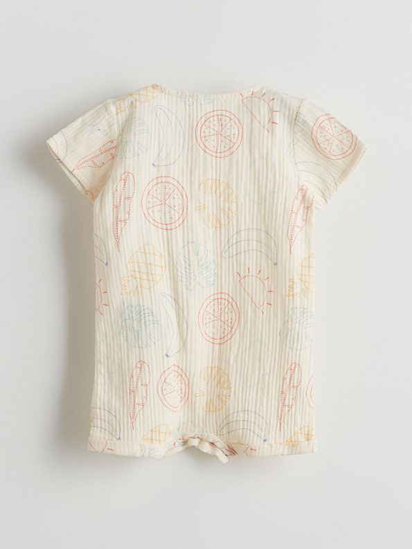 LCW Baby Beige Short Sleeve Muslin Romper for Boys