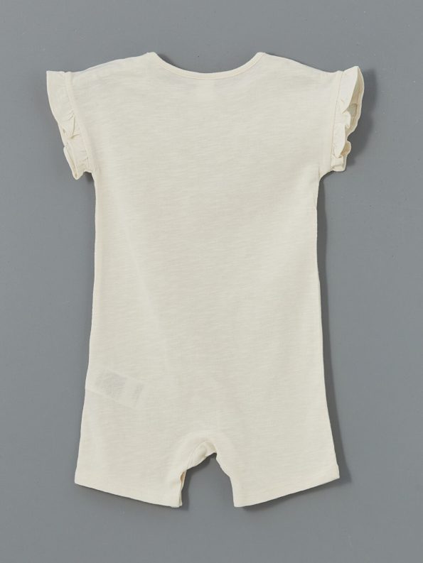 LCW Baby Beige Ruffled Short Sleeve Romper Set for Girls