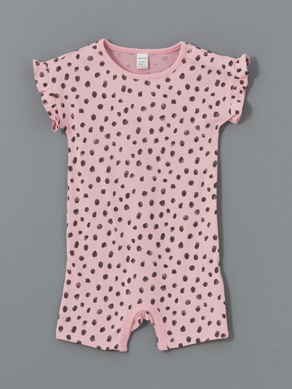 LCW Baby Beige Ruffled Short Sleeve Romper Set for Girls