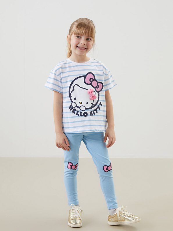 LCW Kids Blue Hello Kitty Printed T-Shirt and Leggings Set