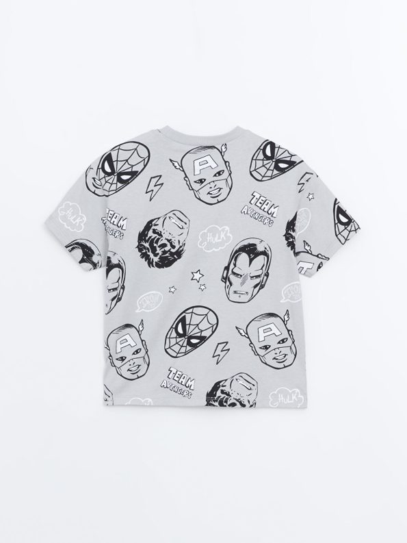 LCW Kids Gray Marvel Printed Boys T-Shirt and Shorts Set