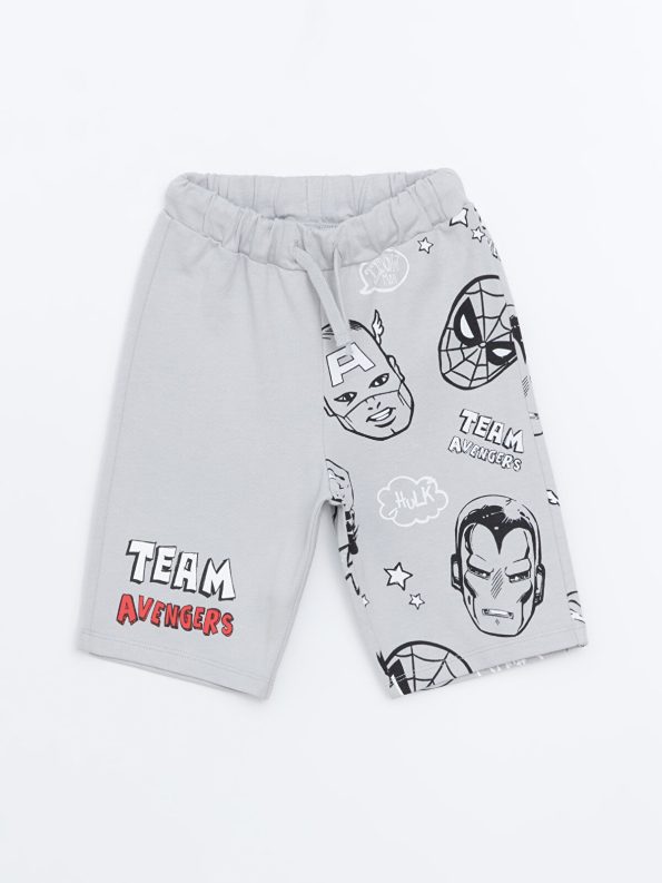 LCW Kids Gray Marvel Printed Boys T-Shirt and Shorts Set