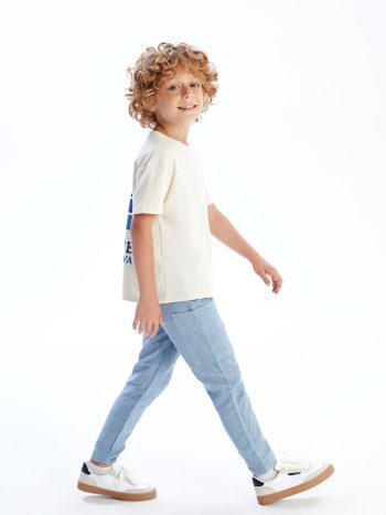 LCW Kids Blue Linen Blend Boys Cargo Pants
