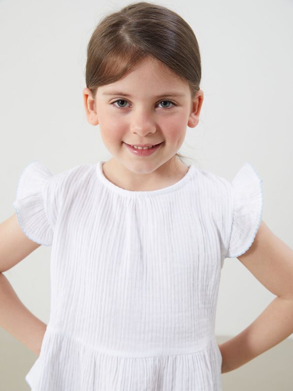 LCW Kids White Muslin Girls' Blouse and Pants Set