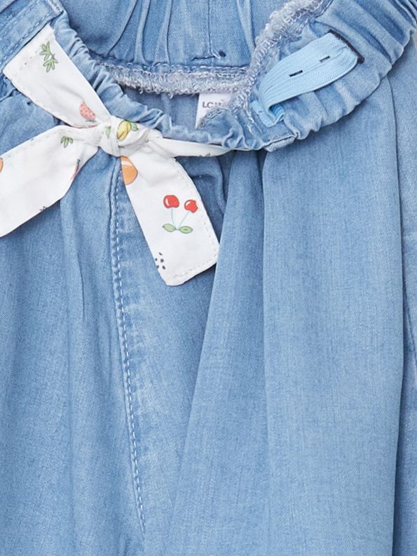 LCW Kids Blue Ribbon Detail Girls' Denim Shorts