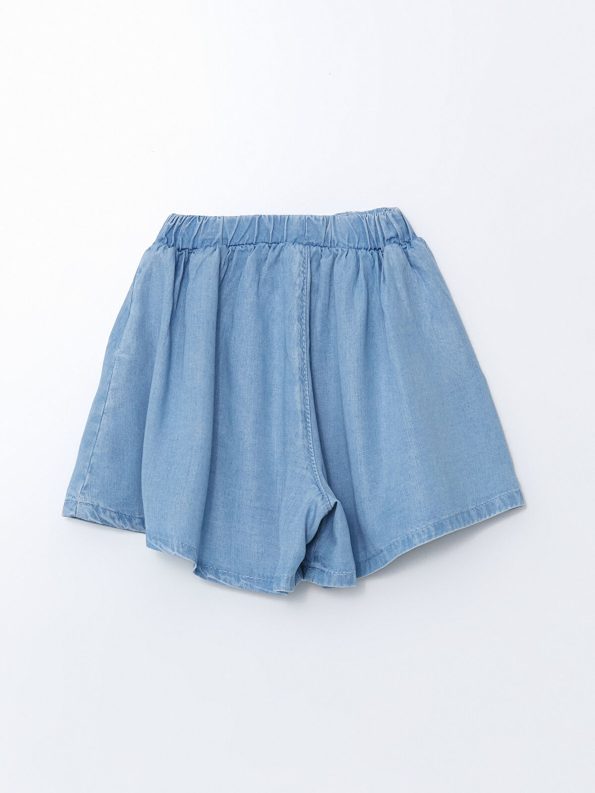 LCW Kids Blue Ribbon Detail Girls' Denim Shorts