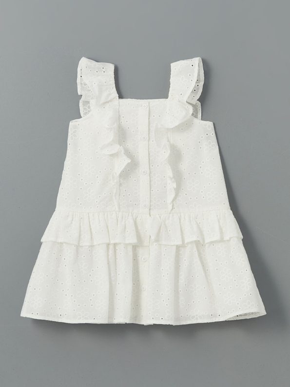 LCW Kids White Square Neck Lace Dress