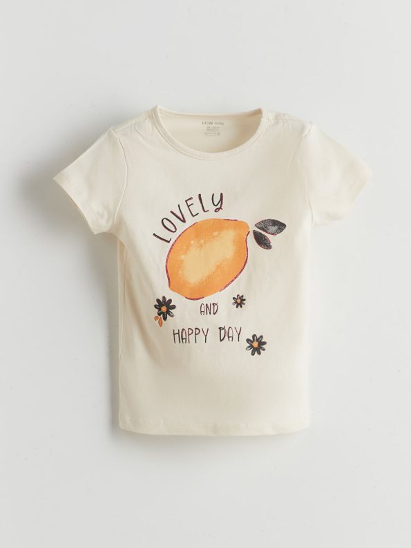 LCW Baby Beige Short Sleeve Pajama Set for Girls