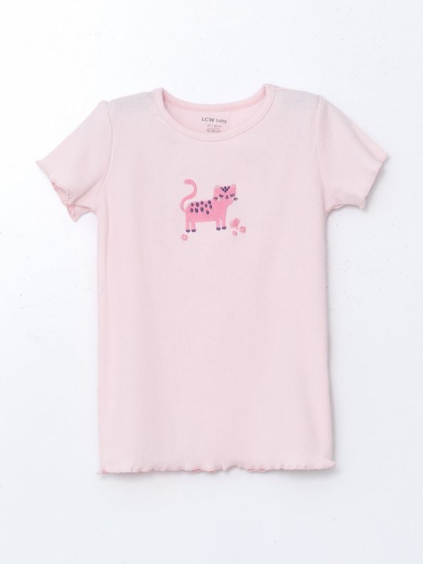 LCW Baby Pink Short Sleeve Pajama Set for Girls