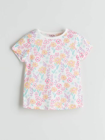LCW Baby Cream Short Sleeve Pajama Set for Girls