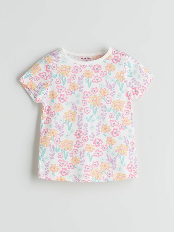 LCW Baby Cream Short Sleeve Pajama Set for Girls