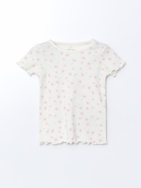 LCW Baby Green Floral Print Short Pajama Set for Girls