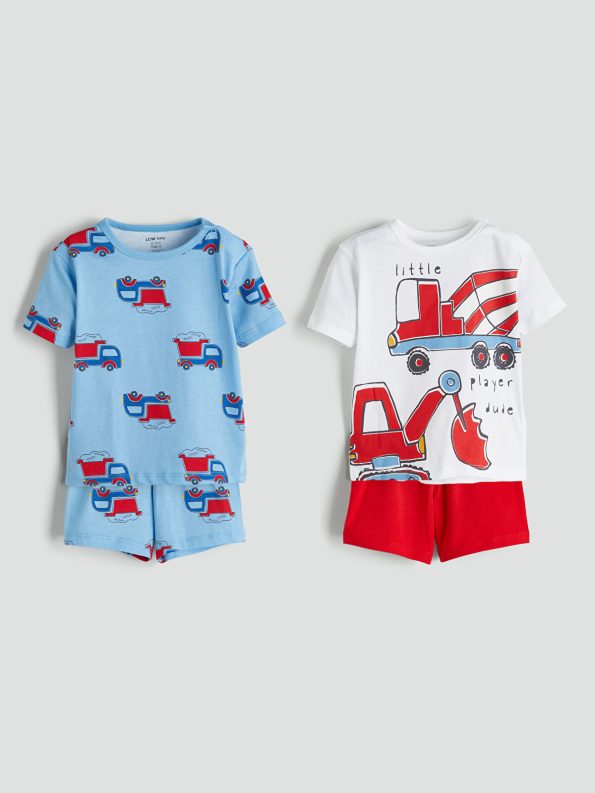 LCW Baby White Short Sleeve Pajama Set for Boys