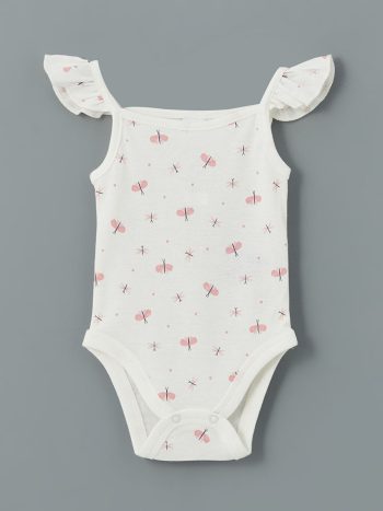 Basic Girls' Baby Bodysuit with Bicycle Neck