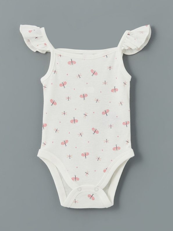 LCW Baby Cream Square Neck Girls' Bodysuit Set of 3