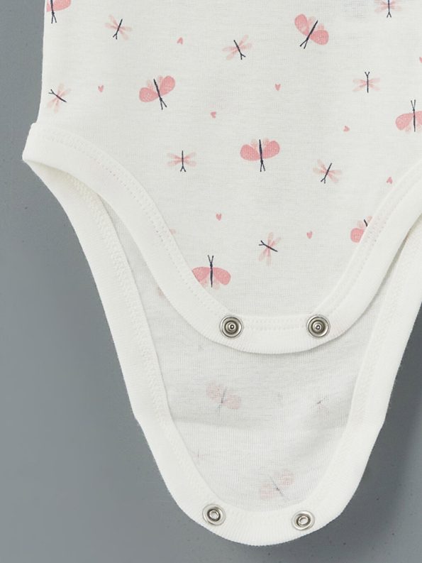Basic Girls' Baby Bodysuit with Bicycle Neck