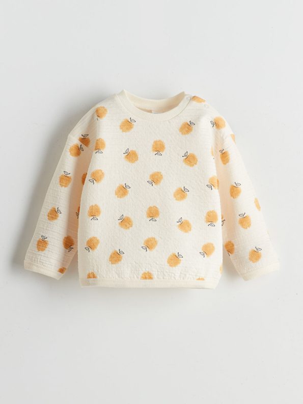 LCW Baby Beige Printed Crew Neck Sweatshirt and Leggings Set