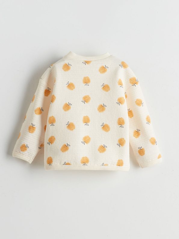 LCW Baby Beige Printed Crew Neck Sweatshirt and Leggings Set