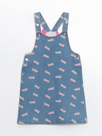 LCW Kids Blue Barbie Printed Girls' Denim Dress