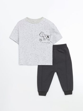 Boys' Printed Crew Neck Baby Romper