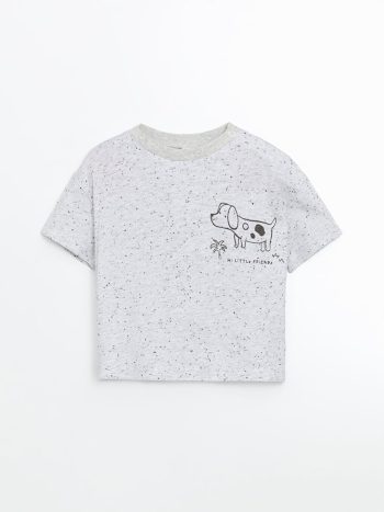 Boys' Printed Crew Neck Baby Romper
