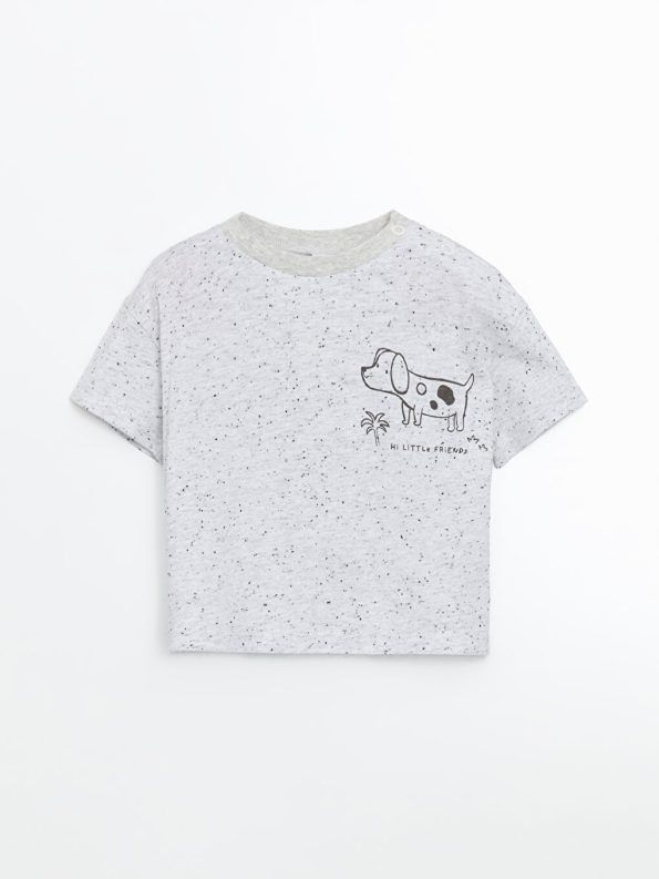 Boys' Printed Crew Neck Baby Romper