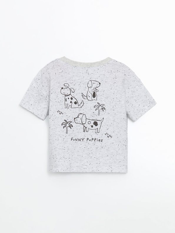 Boys' Printed Crew Neck Baby Romper