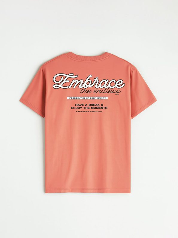 LCW Kids Orange Crew Neck T-Shirt for Boys