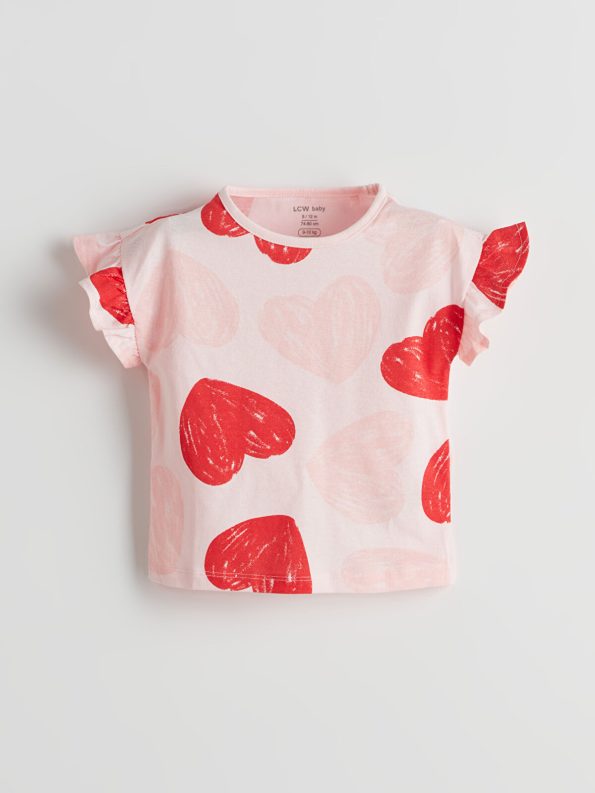 LCW Baby Pink Heart Print Girls' Pajama Set