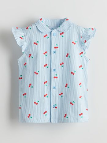 LCW Baby Ecru Cherry Printed Girl's Pajama Set