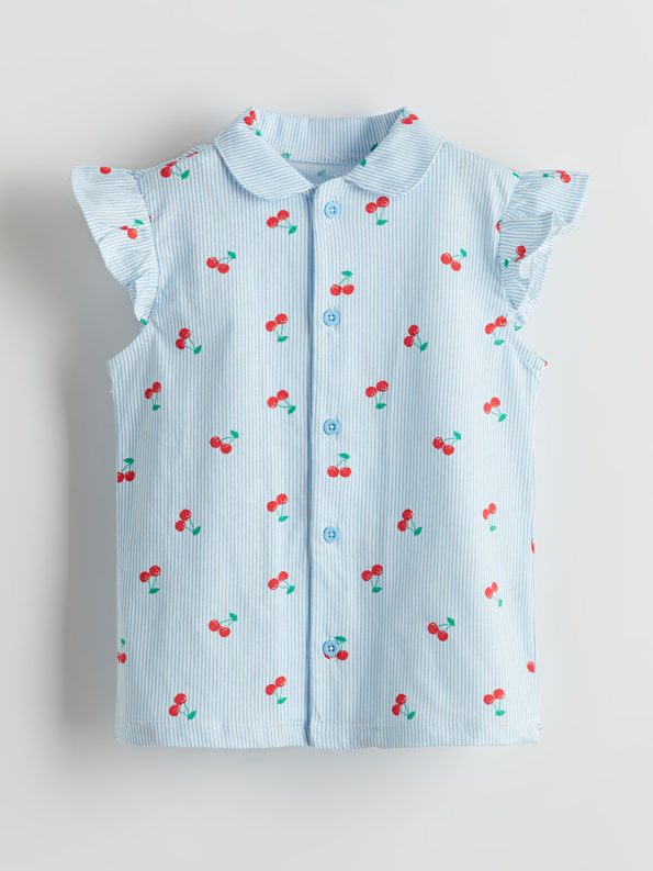 LCW Baby Ecru Cherry Printed Girl's Pajama Set