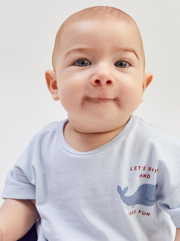 LCW Baby Blue Printed Boys' Pajama Set