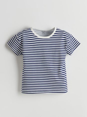 LCW Baby Cream Striped Short Sleeve Pajama Top