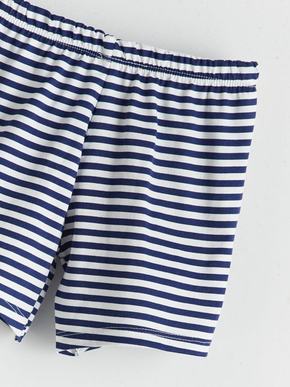 LCW Baby Cream Elastic Waist Cotton Shorts for Boys