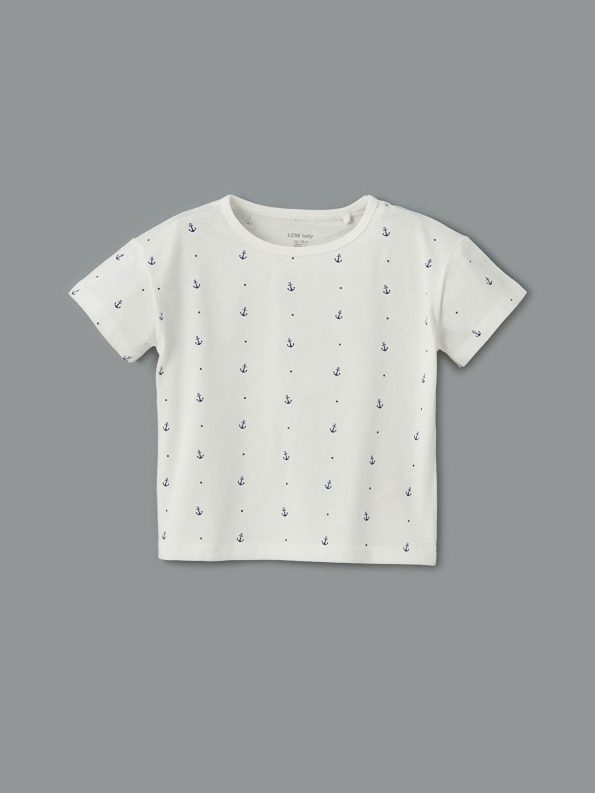 LCW Baby Ecru Cotton Short Pajama Set for Boys