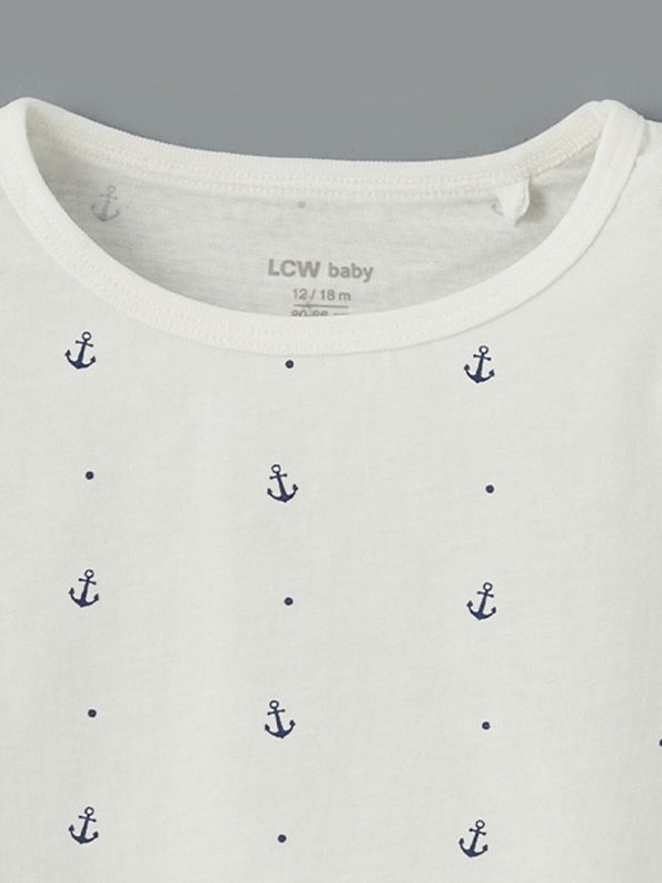 LCW Baby Ecru Cotton Short Pajama Set for Boys