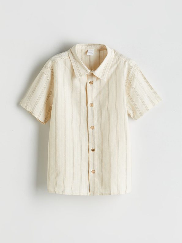 LCW Kids Beige Striped Boys' Shirt and Shorts Set