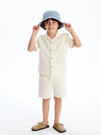 LCW Kids Beige Linen Blend Boys' Shirt and Shorts