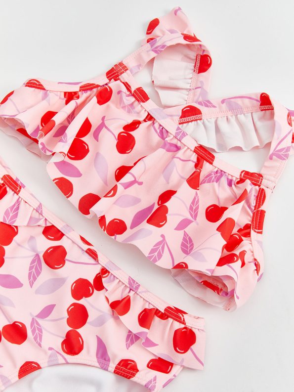 LCW Kids Pink Cherry Print Girls Bikini Set