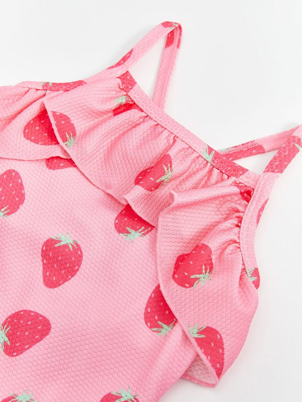 LCW Kids Pink Strawberry Print Girls' Swimsuit