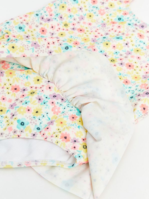 LCW Baby Cream Floral Print Girls' Swimsuit