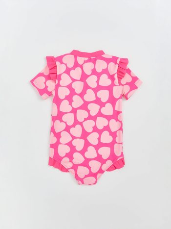 LCW Kids Pink Heart Printed Girls' Swimsuit