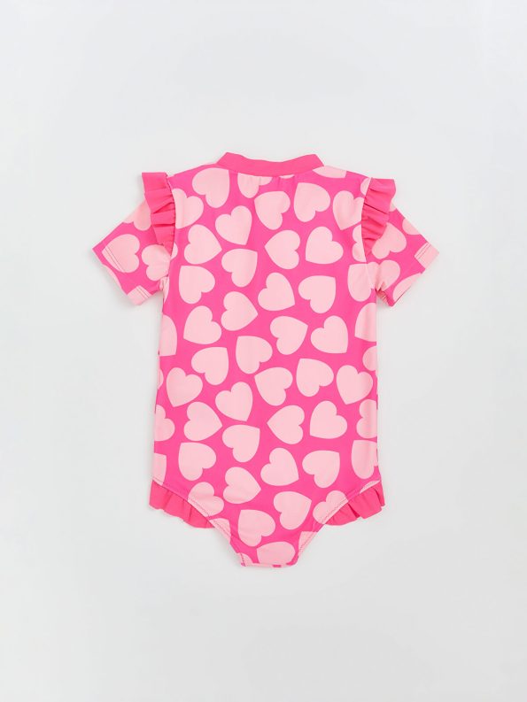 LCW Kids Pink Heart Printed Girls' Swimsuit