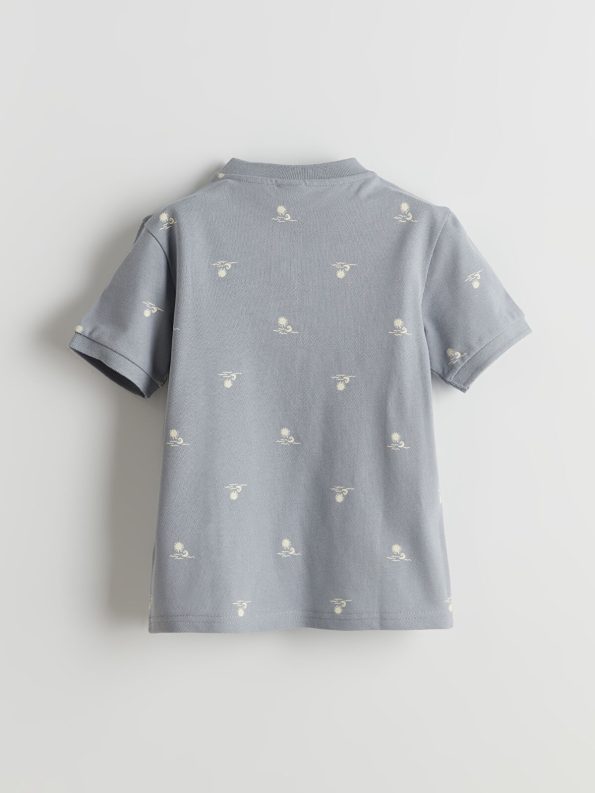 LCW Kids Cream Patterned Short Sleeve Polo T-Shirt for Boys