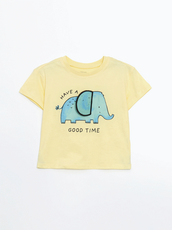 LCW Baby Yellow Printed Boys' T-Shirt and Sweatpants Set